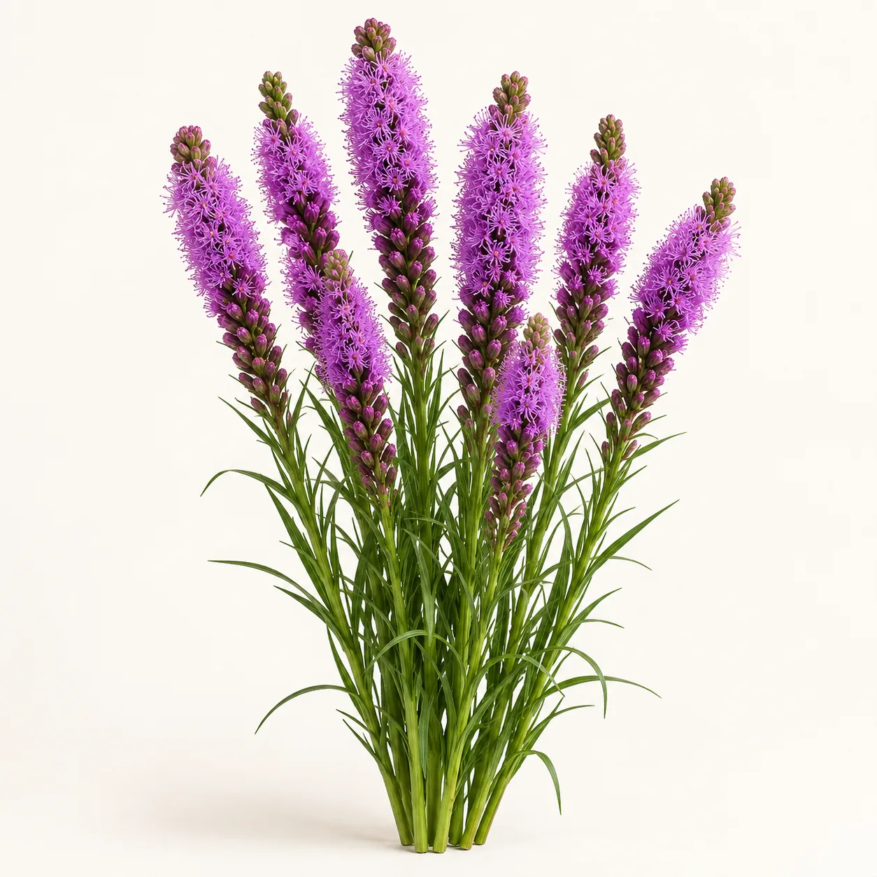 Illustrative fresh cut purple Liatris flower spikes
